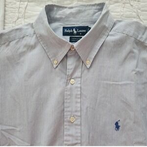 Ralph Lauren Men's 100%‎ Cotton Blue & White Stripe Dress Shirt 16 32/33